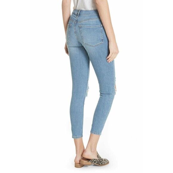 Free People High Rise Distressed Skinny Ankle Jeans 28 or 6 NEW - Picture 3 of 7
